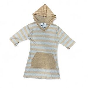 Missie Gold and White Striped Y2K Hoodie